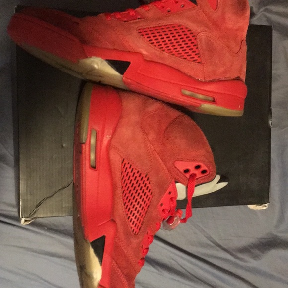 Jordan 5 red suede - Picture 3 of 8